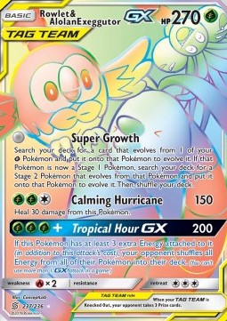 Rowlet & Alolan Exeggutor GX  (UNM 237)