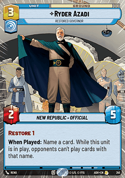 Ryder Azadi, Restored Governor (V.1)